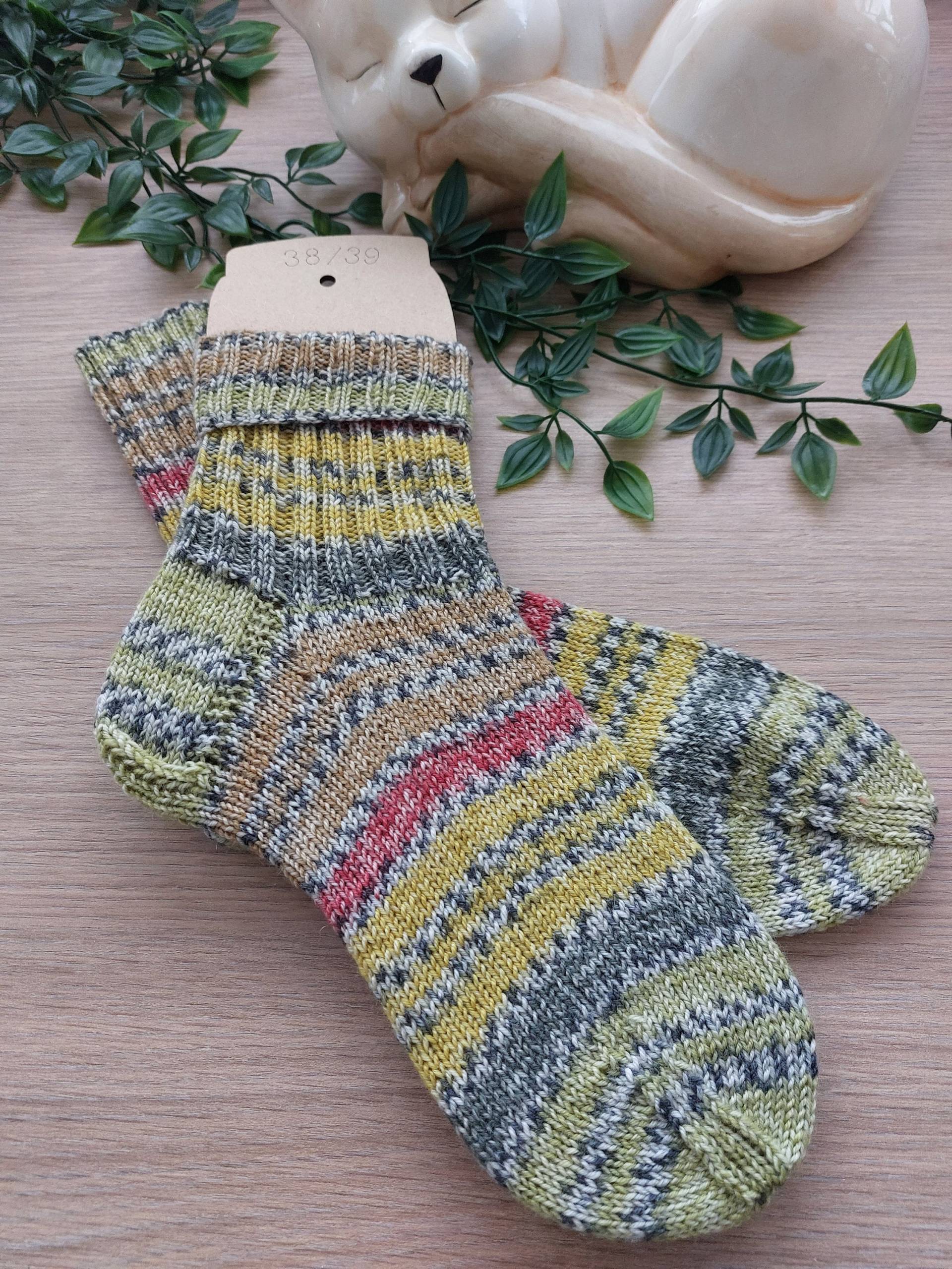 Handgestrickte Socken Aus Schurwolle, Gr.38/39 von silviassockenland
