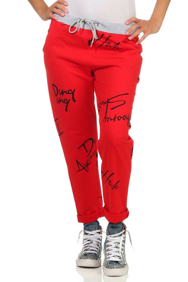 simarada Jogginghose Damen Jogginghose Schrift 37 Rot 36-40 von simarada