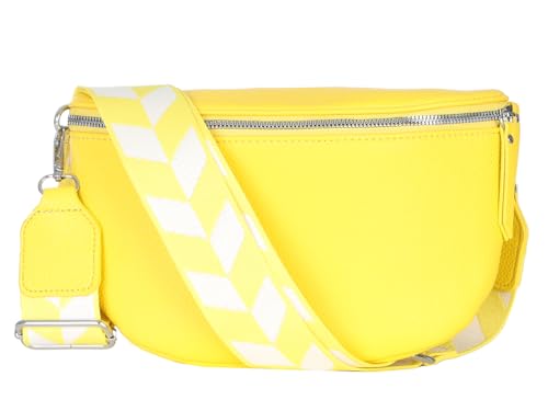 Damen Bauchtasche stylisch Umhängetasche Hüfttasche Bodybag Gürtel Crossbody Bag Schultertasche mit Verstellbaren Gurt 25 (Gelb, Klein 23 x 14 x 7 cm) von simaranda