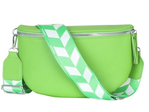 Damen Bauchtasche stylisch Umhängetasche Hüfttasche Bodybag Gürtel Crossbody Bag Schultertasche mit Verstellbaren Gurt 25 (Grün, Klein 23 x 14 x 7 cm) von simaranda