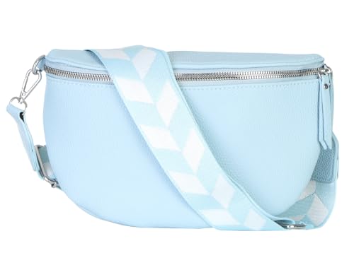 Damen Bauchtasche stylisch Umhängetasche Hüfttasche Bodybag Gürtel Crossbody Bag Schultertasche mit Verstellbaren Gurt 25 (Hellblau, Groß 28 x 18 x 9 cm) von simaranda