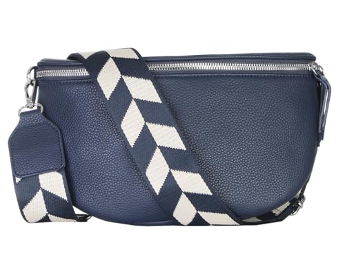 Damen Bauchtasche stylisch Umhängetasche Hüfttasche Bodybag Gürtel Crossbody Bag Schultertasche mit Verstellbaren Gurt 25 (Navy, Groß 28 x 18 x 9 cm) von simaranda