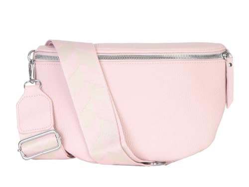 Damen Bauchtasche stylisch Umhängetasche Hüfttasche Bodybag Gürtel Crossbody Bag Schultertasche mit Verstellbaren Gurt 25 (Rosa, Klein 23 x 14 x 7 cm) von simaranda