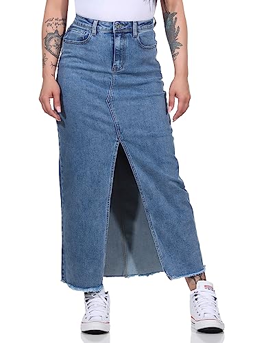 Damen Jeans Rock Langer Rock Sommerrock Strandrock Maxirock Stufenrock Lang 99 (as3, Waist, s, Regular, Regular, Blau 77) von simaranda