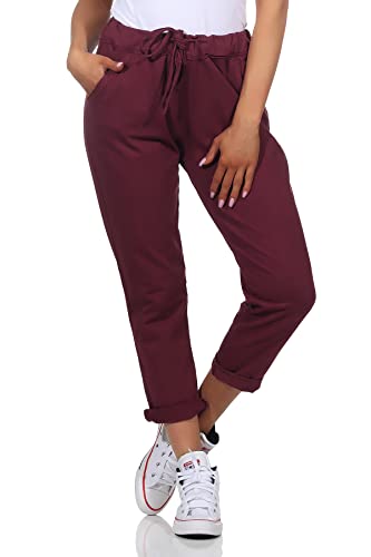 Damen Jogginhose im Boyfriend-Style Sweatpants für Freizeit Sport Fitness Yoga Training 3569 (as3, Numeric, Numeric_34, Numeric_40, Regular, Long, Bordo) von simaranda