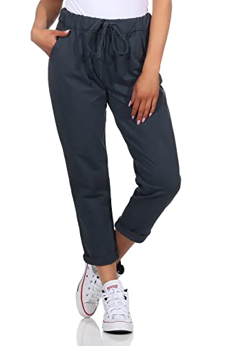 Damen Jogginhose im Boyfriend-Style Sweatpants für Freizeit Sport Fitness Yoga Training 3569 (as3, Numeric, Numeric_34, Numeric_40, Regular, Long, Dunkelgrau) von simaranda