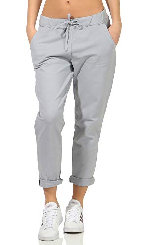 Damen Jogginhose im Boyfriend-Style Sweatpants für Freizeit Sport Fitness Yoga Training 3569 (as3, Numeric, Numeric_34, Numeric_40, Regular, Long, Hellgrau) von simaranda