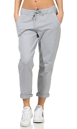 Damen Jogginhose im Boyfriend-Style Sweatpants für Freizeit Sport Fitness Yoga Training 3569 (as3, Numeric, Numeric_42, Numeric_46, Regular, Long, Hellgrau) von simaranda