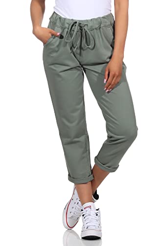 Damen Jogginhose im Boyfriend-Style Sweatpants für Freizeit Sport Fitness Yoga Training 3569 (as3, Numeric, Numeric_42, Numeric_46, Regular, Long, Olive) von simaranda