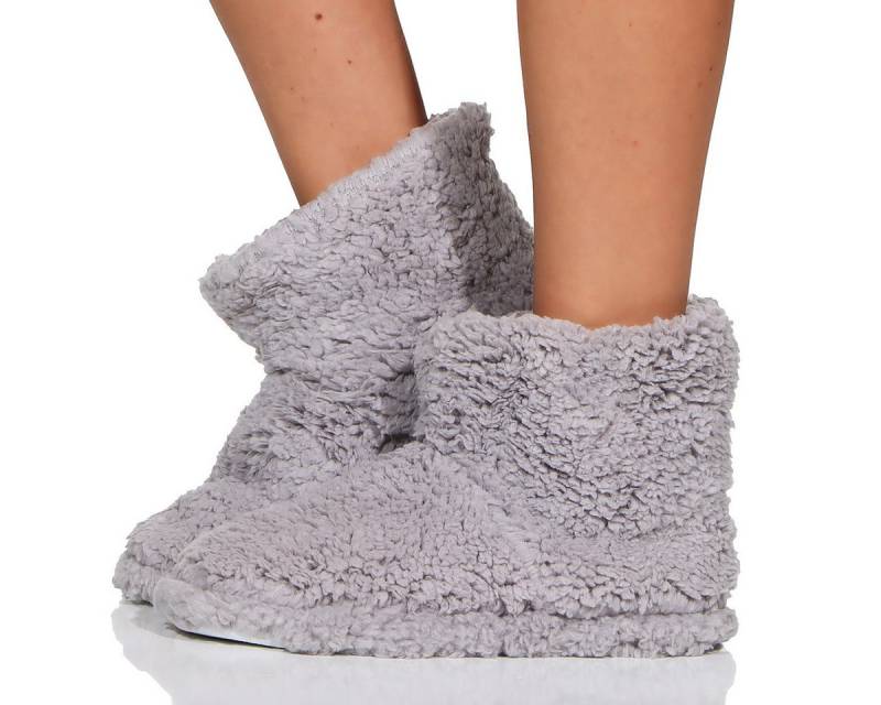 simaranda 710 rutschfeste Stiefelette mit ABS und Teddyfell Hüttenschuhe zum Schlupfen von simaranda