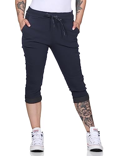 Damen Capri Bermuda Kurze Hose Shorts für den Strand Sweatpants Sommerhose 8264 (as3, Numeric, Numeric_34, Numeric_40, Regular, Regular, Navy) von simaranda