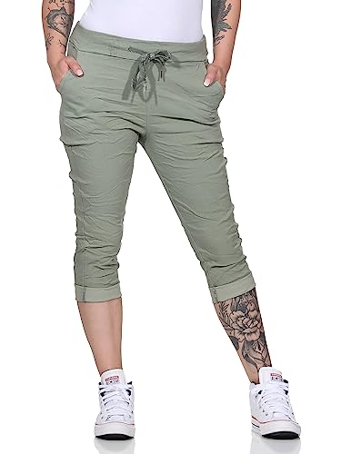 simaranda Damen Capri Bermuda Kurze Hose Shorts für den Strand Sweatpants Sommerhose 8264 (as3, Numeric, Numeric_34, Numeric_40, Regular, Regular, Olive) von simaranda