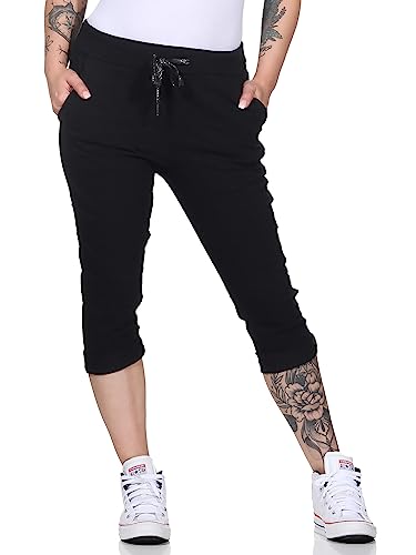 simaranda Damen Capri Bermuda Kurze Hose Shorts für den Strand Sweatpants Sommerhose 8264 (as3, Numeric, Numeric_34, Numeric_40, Regular, Regular, Schwarz) von simaranda