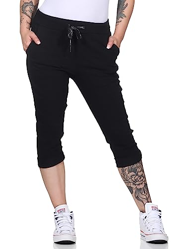 Damen Capri Bermuda Kurze Hose Shorts für den Strand Sweatpants Sommerhose 8264 (as3, Numeric, Numeric_34, Numeric_40, Regular, Regular, Schwarz) von simaranda