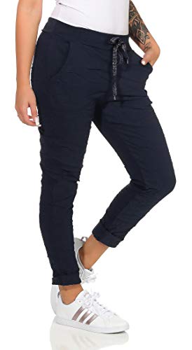 Damen Jogginghose Freizeithose Sweatpants Baggy Boyfriends Sommerhose Print 10 (Einheitsgröße 36-42, Dunkelblau) von simaranda