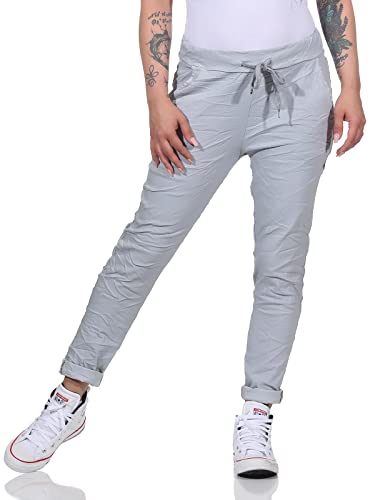 simaranda Damen Jogginghose im Vintage Look Sweatpants für Freizeit Sport und Fitness 8115 (as3, Numeric, Numeric_36, Numeric_40, Regular, Regular, Hellgrau) von simaranda