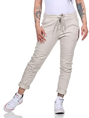 simaranda Damen Jogginghose im Vintage Look Sweatpants für Freizeit Sport und Fitness 8115 (as3, Numeric, Numeric_42, Numeric_46, Regular, Regular, Beige) von simaranda