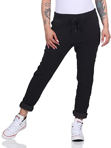 simaranda Damen Jogginghose im Vintage Look Sweatpants für Freizeit Sport und Fitness 8115 (as3, Numeric, Numeric_42, Numeric_46, Regular, Regular, Schwarz) von simaranda