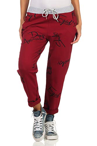 simaranda Damen Jogginhose im Boyfriend-Style Sweatpants für Freizeit Sport und Fitness 37 (36-40, Bordo) von simaranda