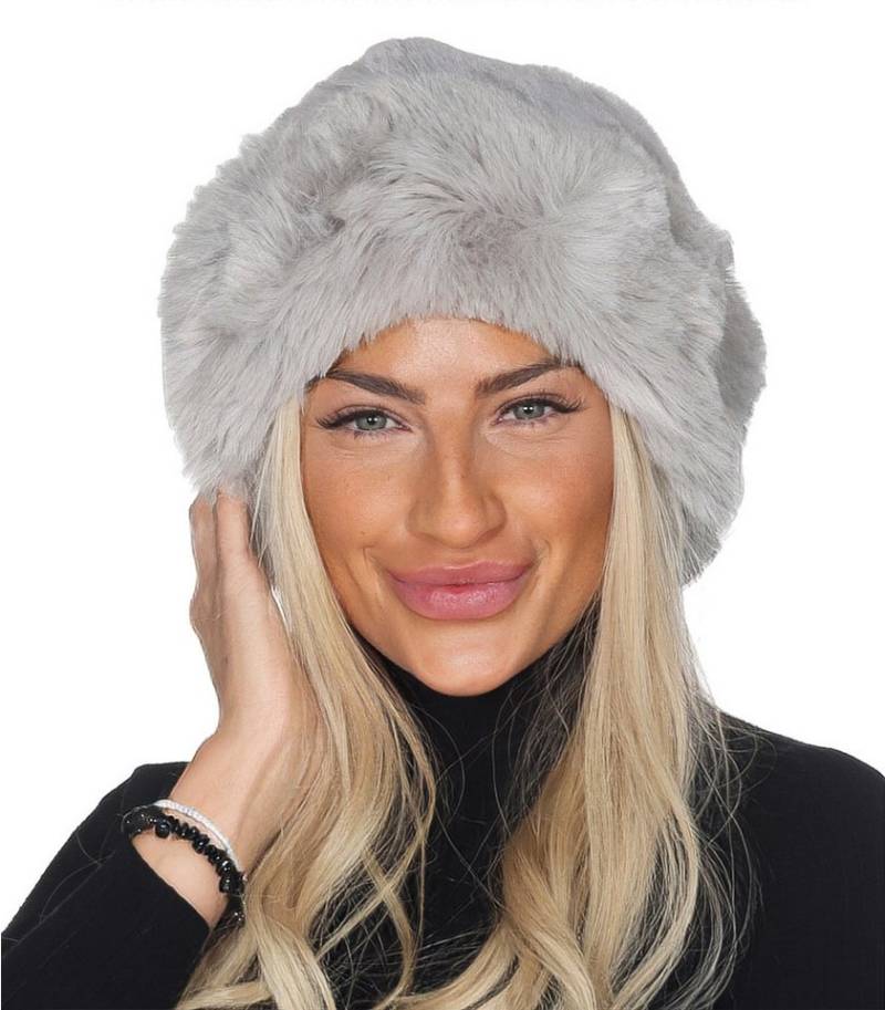 simaranda Fellimitatmützen Damen Mütze 601 Hellgrau von simaranda