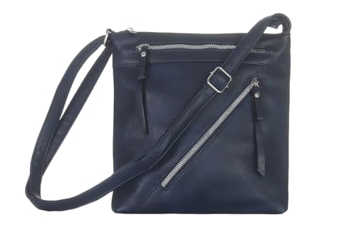 simaranda Handtasche Damen moderne Schultertasche Umhängetasche mit Reißverschluss Shopper Beutel mit verstellbaren Riemen 20205 (Navy) von simaranda