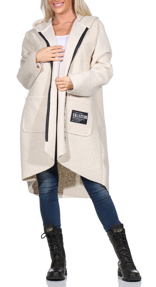 simaranda Kapuzennickijacke Damen Jacke 29503 38-44 Beige mit Kapuze von simaranda