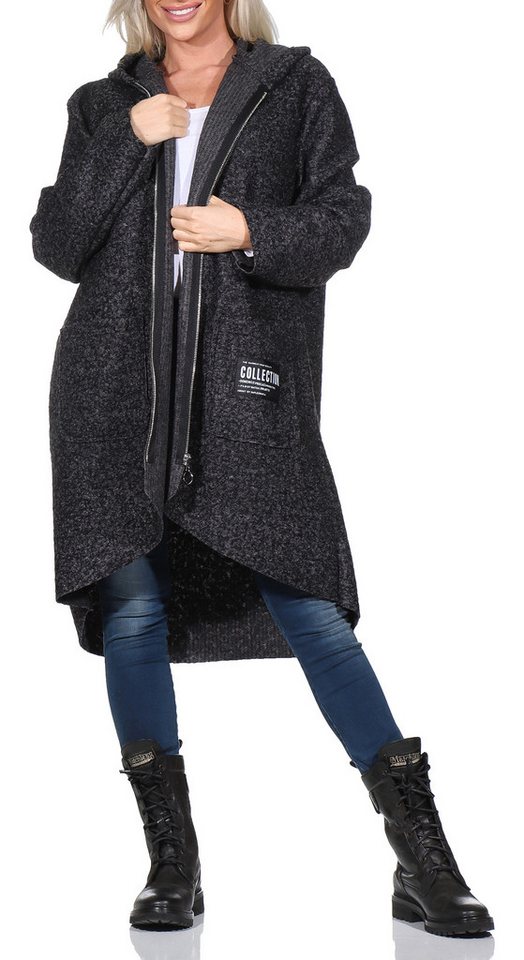 simaranda Kapuzennickijacke Damen Jacke 29503 38-44 Dunkelgrau mit Kapuze von simaranda