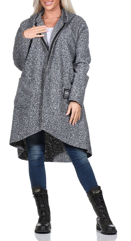 simaranda Kapuzennickijacke Damen Jacke 29503 38-44 Hellgrau mit Kapuze von simaranda
