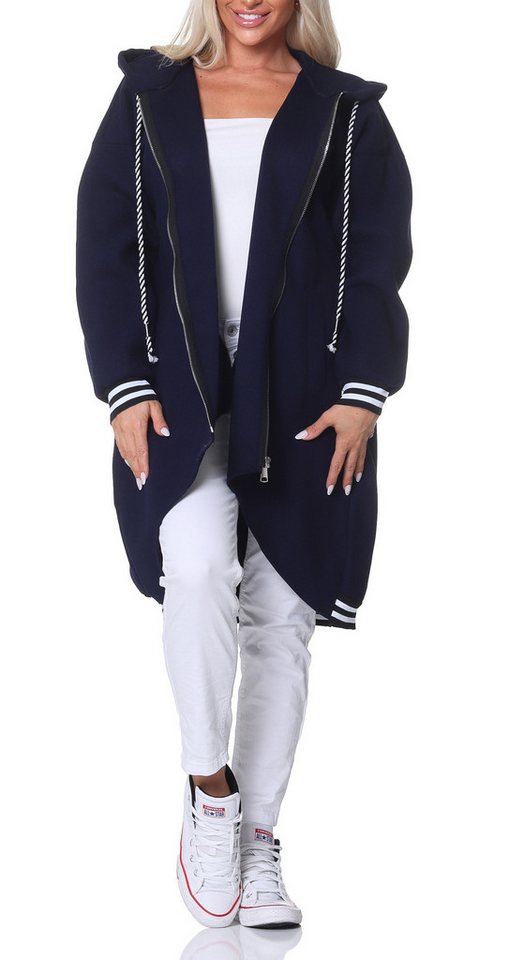 simaranda Kapuzennickijacke Damen Sweatjacke 5410 38-44 Dunkelblau mit Kapuze von simaranda
