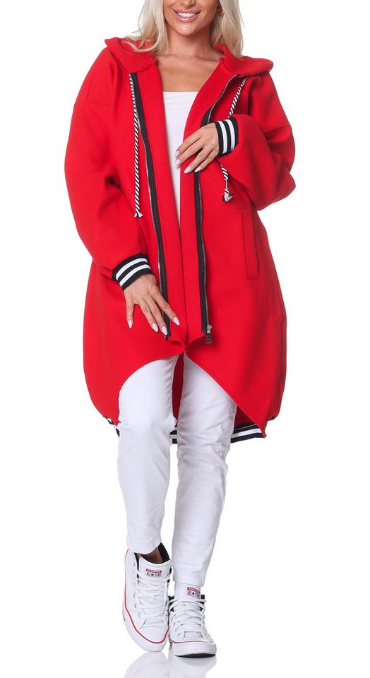 simaranda Kapuzennickijacke Damen Sweatjacke 5410 38-44 Rot mit Kapuze von simaranda