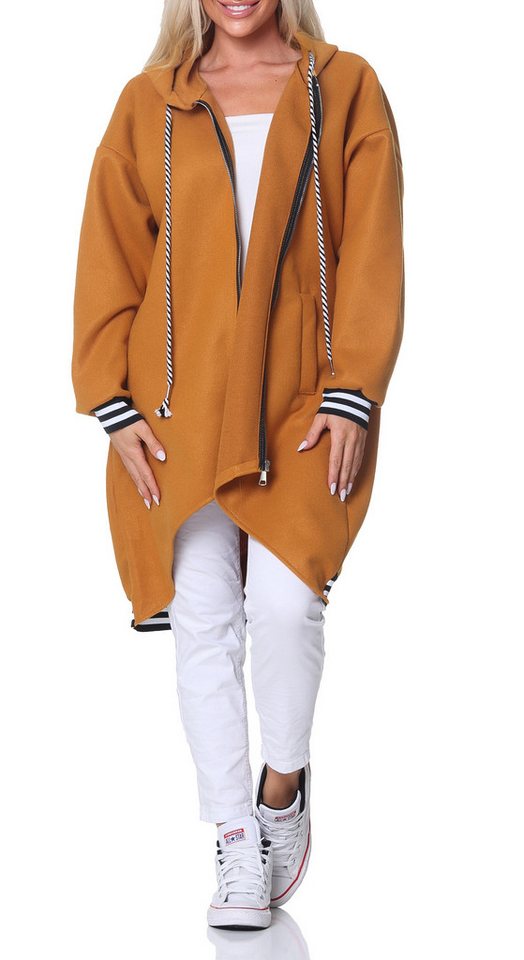 simaranda Kapuzennickijacke Damen Sweatjacke 5410 38-44 Senf mit Kapuze von simaranda