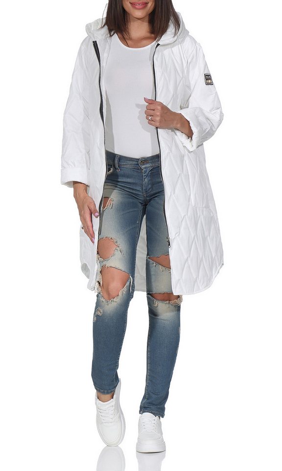 simaranda Langjacke Steppjacke lang stylischer Trenchcoat 5343 mit Kapuze von simaranda