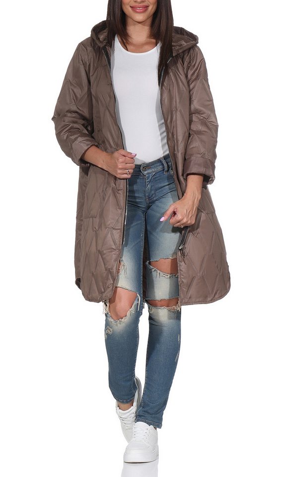 simaranda Langjacke Steppjacke lang stylischer Trenchcoat 5343 mit Kapuze von simaranda