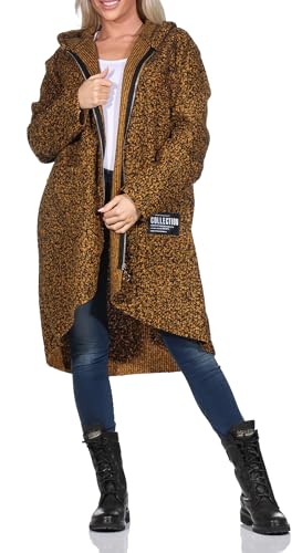 simaranda Sweatjacke Damen mit Kapuze Hoodie lange Übergangsjacke Kurzmantel uni mit Zipper Cardigan 29503 (DE/NL/SE/PL, Numerisch, 38, 44, Regular, Regular, Senf) von simaranda