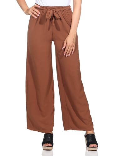 simaranda Weite Damenhose Palazzo Culotte Sommerhose im Marlene Stil für Freizeit Yoga Business 182 (DE/NL/SE/PL, Numerisch, 36, 40, Regular, Regular, Braun) von simaranda