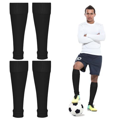 simarro 2 Paar Fußball Stutzen, Sportsocken Trainingssocken Waden Beinlinge Wadenbandage für Fußball laufen oder Training Anfänger, Unisex(Schwarz) von simarro