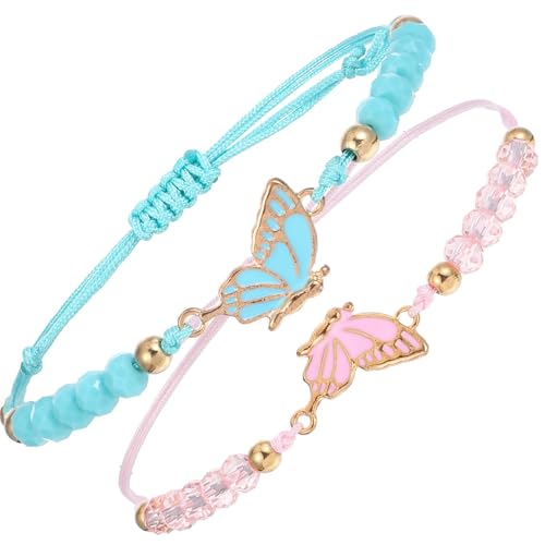 simarro 2 Stück Freundschaftsarmband, Verstellbares BFF-Armbänder Schmetterlingsarmbänder Freundschaftsarmbänder Armband Schmetterling für Beste Freunde Schmuckgeschenke(Blau+Pink) von simarro