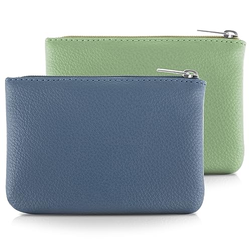 simarro 2 Stück Kleines Portemonnaie Damen, Leder Mini Geldbörse Klein Portemonnaie Coin Purse Münzgeldbörse Münzbeutel Schlüsseletui Woman Wallet Mini Geldbeutel für Damen (Blau Grün) von simarro