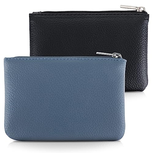 simarro 2 Stück Kleines Portemonnaie Damen, Leder Mini Geldbörse Klein Portemonnaie Coin Purse Münzgeldbörse Münzbeutel Schlüsseletui Woman Wallet Mini Geldbeutel für Damen (Schwarz Blau) von simarro