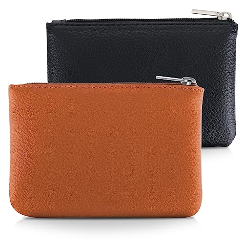 simarro 2 Stück Kleines Portemonnaie Damen, Leder Mini Geldbörse Klein Portemonnaie Coin Purse Münzgeldbörse Münzbeutel Schlüsseletui Woman Wallet Mini Geldbeutel für Damen (Schwarz Braun) von simarro