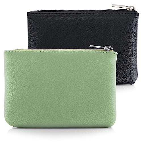simarro 2 Stück Kleines Portemonnaie Damen, Leder Mini Geldbörse Klein Portemonnaie Coin Purse Münzgeldbörse Münzbeutel Schlüsseletui Woman Wallet Mini Geldbeutel für Damen (Schwarz Grün) von simarro