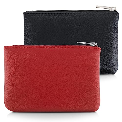 simarro 2 Stück Kleines Portemonnaie Damen, Leder Mini Geldbörse Klein Portemonnaie Coin Purse Münzgeldbörse Münzbeutel Schlüsseletui Woman Wallet Mini Geldbeutel für Damen (Schwarz Rot) von simarro