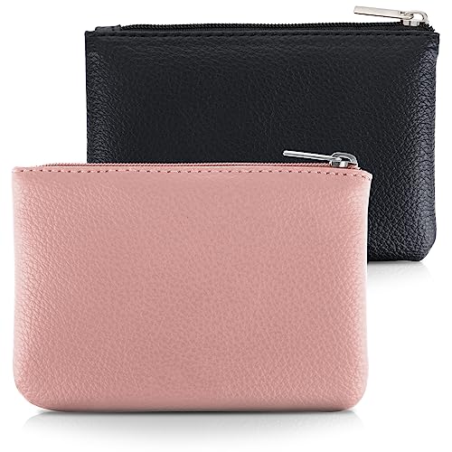 simarro 2 Stück Kleines Portemonnaie Damen, Leder Mini Geldbörse Klein Portemonnaie Coin Purse Münzgeldbörse Münzbeutel Schlüsseletui Woman Wallet Mini Geldbeutel für Damen (schwarz rosa) von simarro