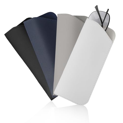 simarro 4 Stück Weiche Brillenetuis, Tragbare Lederbrillentasche Reise-Sonnenbrillenetui Schlankes Brillenetui Kratzfestes Brillenetui Lesebrillenetui für Frauen Männer von simarro