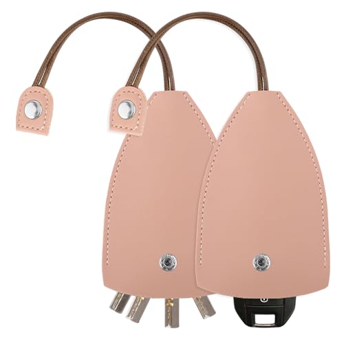 simarro Autoschlüssel-Etui, 2 Stück Kreative ausziehbare Schlüsselhülse PU-Leder Damen Großraum-Schutzhülle Niedlicher Autoschlüssel-Anhänger Ornament Schlüsselhülse mit Halter Haken (Rosa) von simarro