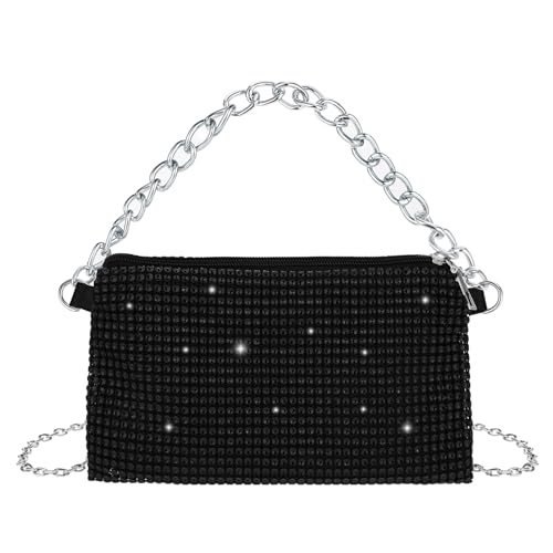 simarro Bling Abend Clutch Bag für Frauen, Glitter Messenger Bag mit abnehmbarer Kette Lady Girl Party Handtasche Strass Handtasche für Prom Hochzeit Party Bankett Urlaub (Schwarz) von simarro