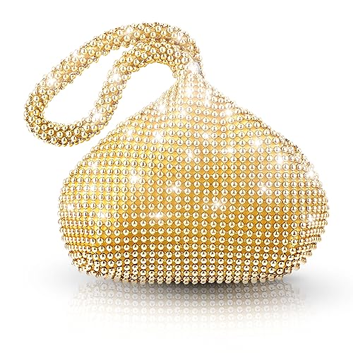 simarro Damen Abend Clutch Tasche, Handtaschen für Frauen Strass Funkelnde Strass Schulter Glitzer Tasche Clutch Geldbörsen Party Hochzeit Handtaschen für Mädchen Kosmetik Zubehör Taschen (Gold) von simarro