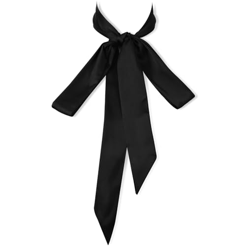 simarro Damen Satin Gürtel, Schwarz Trachtengürtel Krawatte Damen Fliege zum Selbstbinden, Multifunktionaler Gürtel für Kleid T-Shirt Uniform Hutzubehör von simarro