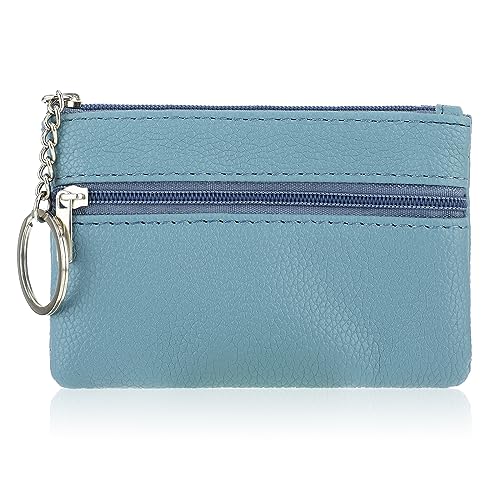 simarro Kleines Portemonnaie Damen Mini, Leder Mini Geldbörse Damen Klein Mini Portemonnaie Damen Münzbeutel Portemonnaie PU Geldbeutel Coin Purse Wallet mit Schlüsselanhänger(Blau) von simarro