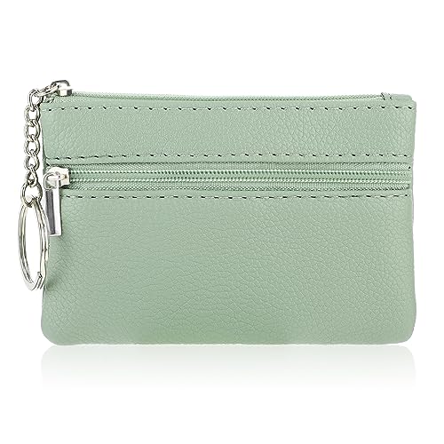 simarro Kleines Portemonnaie Damen Mini, Leder Mini Geldbörse Damen Klein Mini Portemonnaie Damen Münzbeutel Portemonnaie PU Geldbeutel Coin Purse Wallet mit Schlüsselanhänger(Grün) von simarro